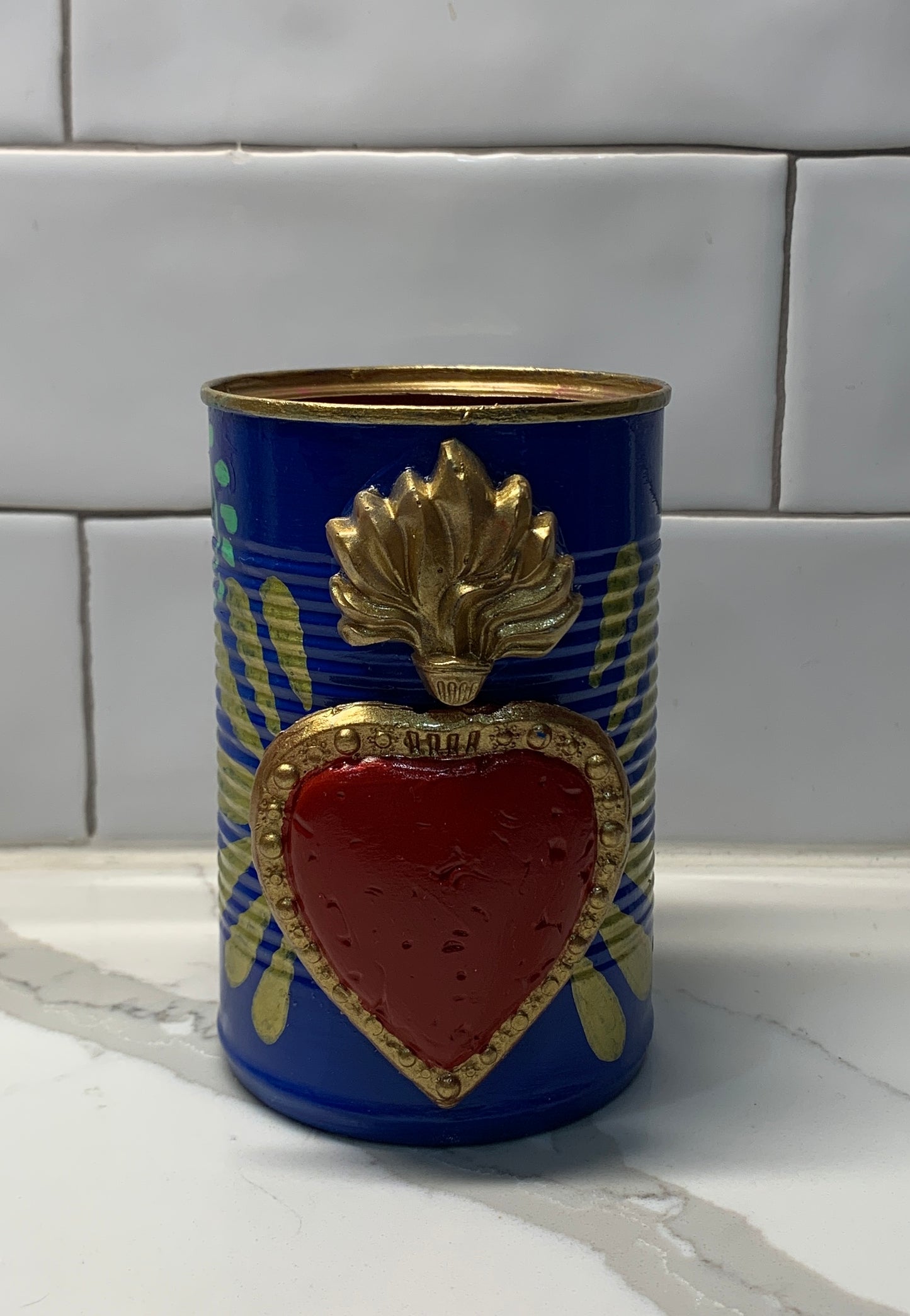 Upcycled tin sacred heart